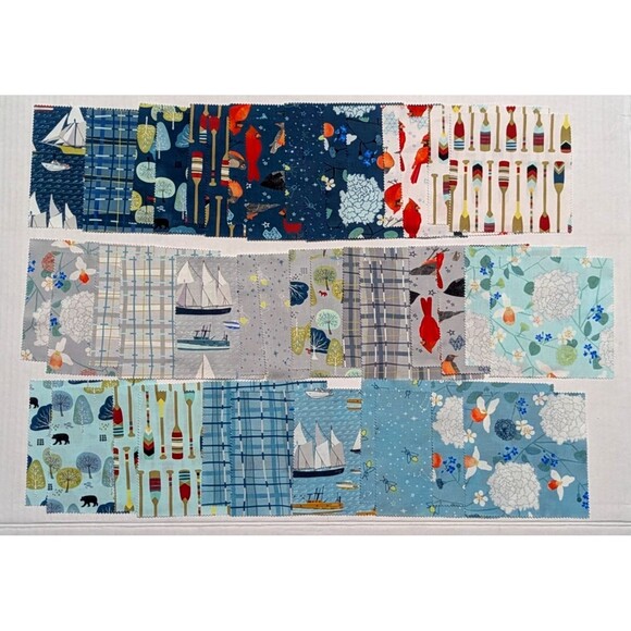 Moda Lakeside Story Sailing Boats Blue 42 5-in Charm Precut Fabric Quilt Squares - Picture 4 of 11